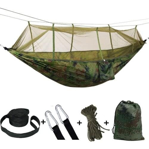 Parachute Fabric Portable Outdoor Camping Hammock with Mosquito Net Hanging Swing Sleeping Bed Tree Tent