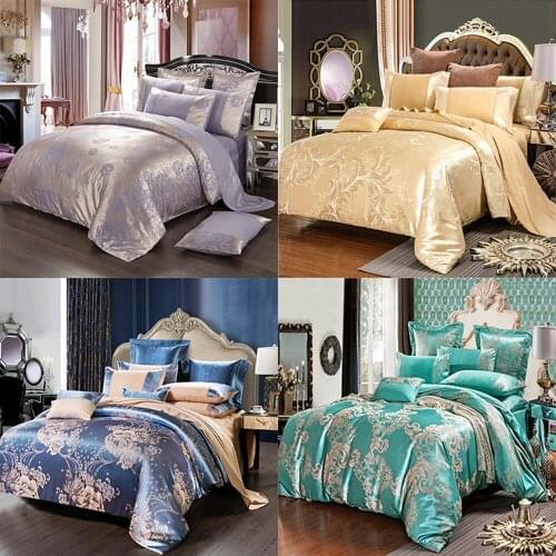 200*230cm Four-piece Bedspread Satin Jacquard Set Cotton Quilt Home Textile Bedding Set Cotton Sheet Quilt Cover Satin 102.7kgE