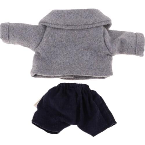 Lovely Gray Woolen Coat, Corduroy Pants Set for 25cm Mellchan Baby Doll Girl Gift