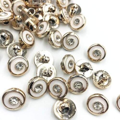 30/50/150PCS 13MM New Plating Buttons With Rhinestones Shank DIY Apparel Sewing Accessories Shirt PT323
