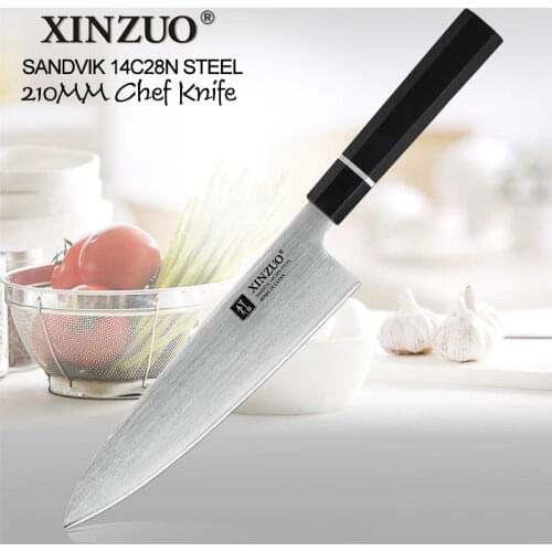 XINZUO 8.5'' Chef Knife SANDVIK 14C28N Steel Stainless Steel New Cleaver Slicing Knife Kitchen Knives Ebony wood+Buffalo Handle