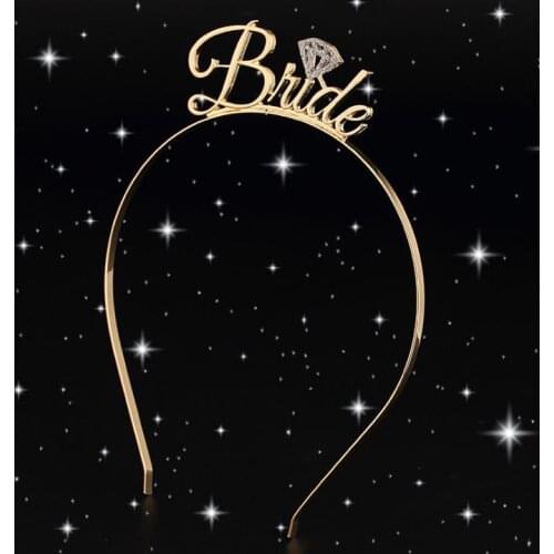 Alloy Letter Bride Headband Tiara Hair Hoop Sparkling Elegant Crown Headband Hen Wedding Party Bridal Hairband rose gold gifts