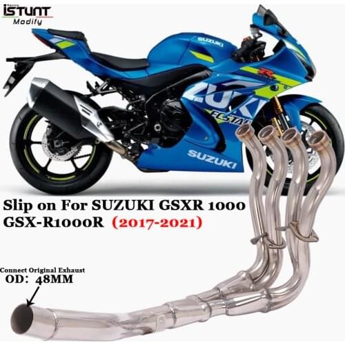 Full Motorcycle Exhaust System Front Mid Link Pipe Slip on For SUZUKI GSXR1000 GSXR1000R GSX-R1000R 2017-2021 Stainless Steel