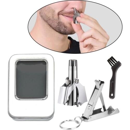 Professional Portable Mini Manual Nose Ear Hair Trimmer Fingernail Clipper w/ Brush Nose Hair Remover for Men Women