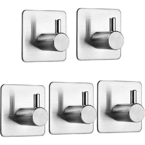 100pcs Self Adhesive Stainless Steel Robe Coat Hooks Anti-Rust Waterproof Stick on Hooks for Kitchen Bathroom Office Toilet