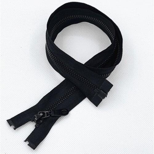 2pcs 5#Black(10/27.5inches) Detachable Resin Zipper Opening Automatic Ecological Locking Plastic Zipper For Sewing Suit