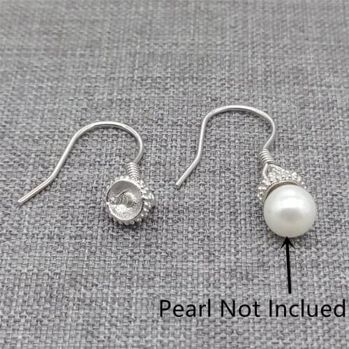 2prs of 925 Sterling Silver Earring Ear Wires Rhodium Plated for Pearl Jewelry