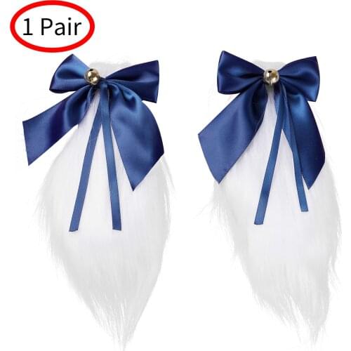 Cute Girls Loli Hair Clip Rabbit Bunny Plush Lop Ears Hair Clamp Hairpin Candy Color Ribbon Bowknot Loli Cosplay Hair Accessory