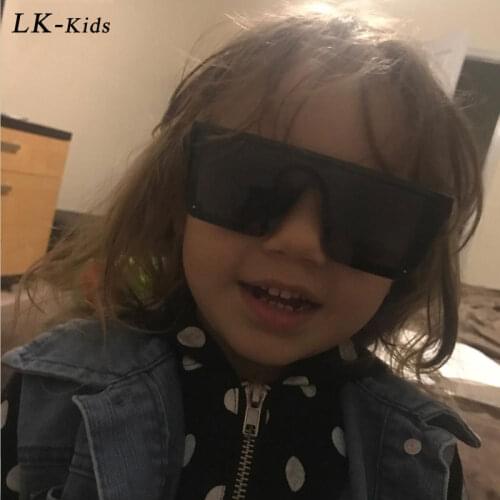 New Fashion Kids Square Sunglasses Children One Piece Lens Goggle Boys Girls Oversized Black Colorful Rimless Shades Oculos