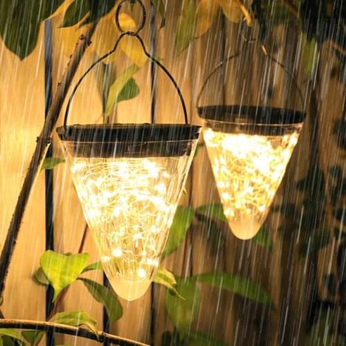 Solar Conical Starry LED Light Outdoor 50LEDs String Lighting Wedding Decoration Garland IP65 Waterproof Solar Lights for Garden