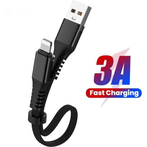 3A Fast Charging USB Data Cable 30cm Foldable Micro USB/Type C/8 Pin Kable Nylon Braid Short Cord For iPhone 12 11