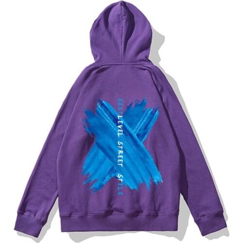 Hip Hop Harajuku X Print Hoodies Men Streetwear Cotton Hoody Sweatshirts Men Yellow Purple Hoodie Autumn Sprint HH281