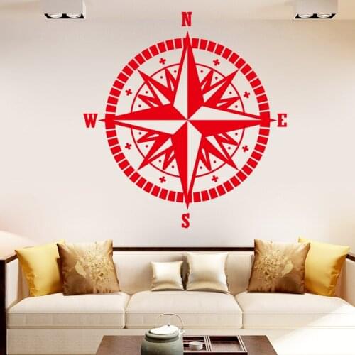 COCOPLAY Compass Pattern Wall Stickers for Home Decor Living Room Bedroom Vinyl Waterproof Background Wall Art Decal