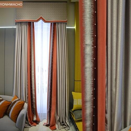Custom curtain modern minimalist luxury living room bedroom balcony coffee cloth blackout curtain valance tulle panel C742