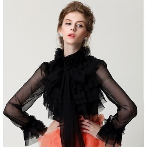 12 Color Transparent Turtlenecks Colored Blouse Black 2019 Designer Womans Lace Frill Summer Designer Ruffle Street Scenery