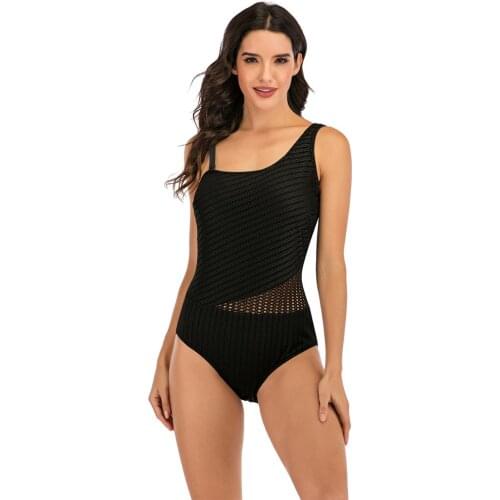 Plus Size Women Swimsuit Sexy One-piece Swimwear 3XL Transparant Mesh Black Bathing Suit 2020 Hot Selling Swimming Suit