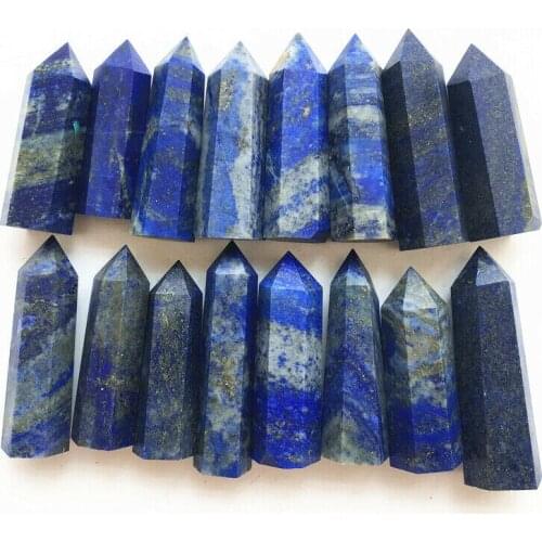 1 Piece Natural Lapis Lazuli Quartz Crystal Point Rock Stone Wand Healing Reiki Decoration Natural Quartz Crystal Wand