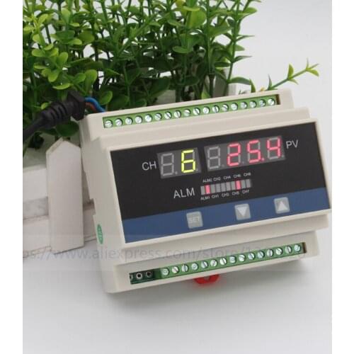 4-20mA DC input 8 ways temperature Inspection instrument 8 channels temperature display meter with 2 ways alarm output