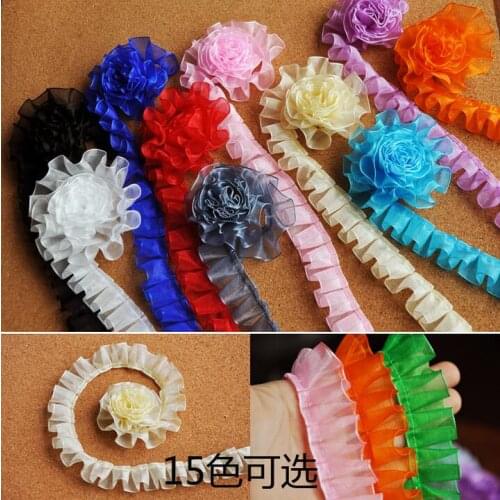 5 Yards/lot 2.5cm Width Sewing Accessories Guipure Ruffle Lace Ribbon Embroidered Yarn Lace Trims DIY