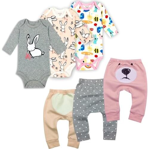 6Pieces/Lot Baby boy clothes summer kids clothes sets bodysuit+pants suit Star Printed Clothing newborn sport suits babys Sets
