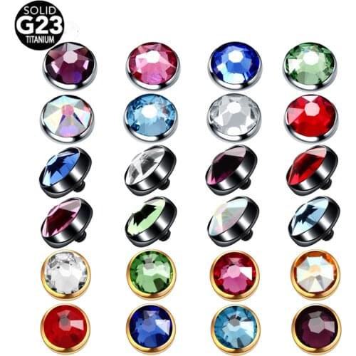 8pcs/lot Titanium Micro Dermal Piercings Threading Skin Diver Dermal Anchor Crystal Top Piercings Hide in Surface Body Jewelry