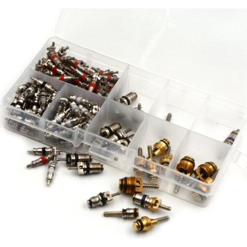Auto Compressor 135 pcs Assortment A/C Shrader Valve Core R134 kit of 11 kinds of AC valves HVAC Auto Air Conditioning