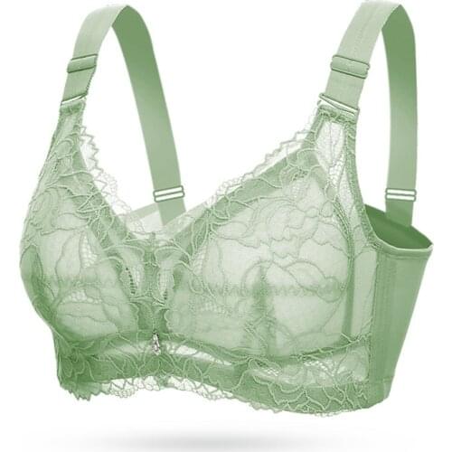 Green Boutique Lace Sexy Young Women Bra Comfortable No Steel Ring Push Up Bras Thin Section Breathable Large Size Bralette