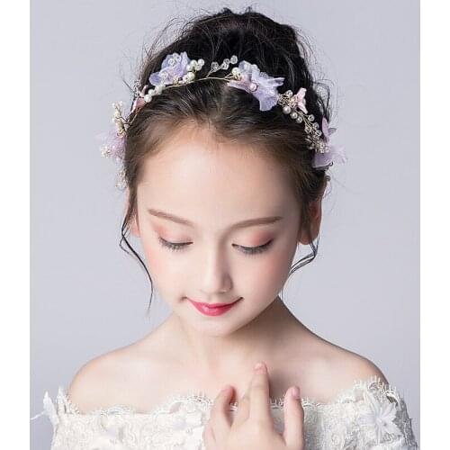 Kid Baby Girl Fashion Korean Crown Flower Headband Wedding Bridal Hair Accessories Party Hair Band