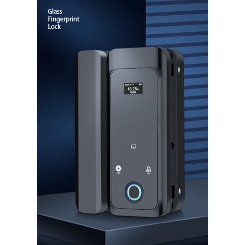 Biometric Fingerprint Lock No Wiring Smart Door Lock Digital Code Frameless Sliding Glass Wooden Office Electronic Door Lock
