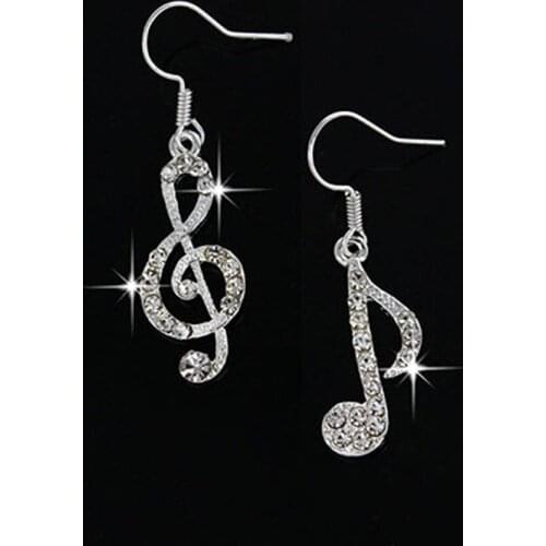 Top Hot Music Note Drop New Brand Summer Drop Earring Crystal Dangle Fashion Accessories Earrings Jewelry