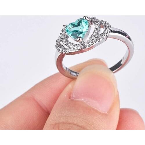 Exquisite Silver Color Heart Shape Gems Bridal Ring Wedding Band Engagement Ring Anniversary Jewelry Lovers Gifts Fashion Ring