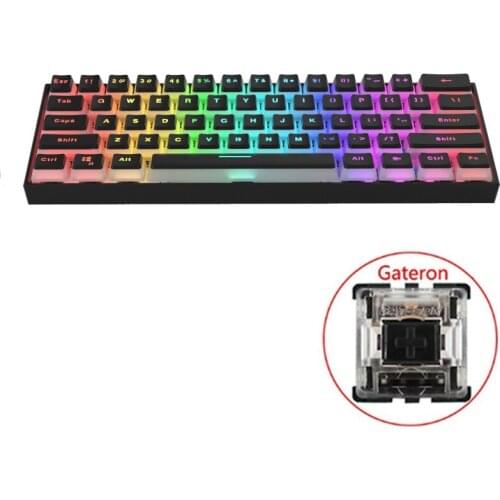 Type-C RGB LED Double Skin Milk Wired Mechanical Keyboard Mini Gaming Keyboard 61 Keys Gateron Switchs for PC Mac