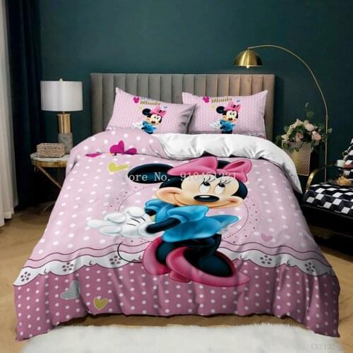 Mickey Mouse Minnie Mouse Couples Pattern Duvet Cover Set with Pillowcase Cartoon Disney 3D Bedding Sets 3pcs Disney Bed Sets