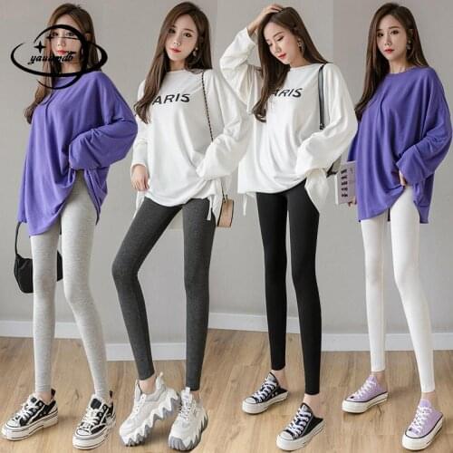 Womens Leggings Summer Female Trousers Clothing Mid-calf Solid Color Slim Thin High Waist Elastic Force Ladies Pants Clothes H16