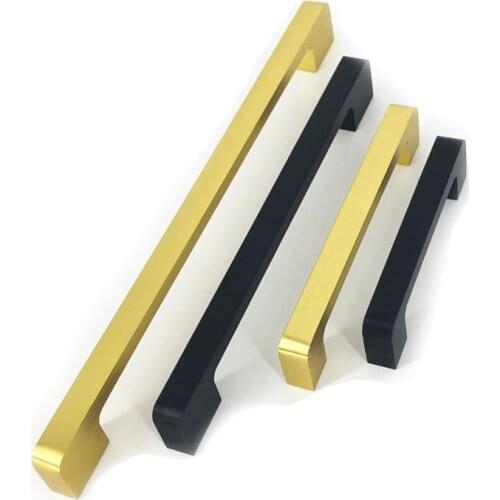 Furniture Pull Handle Black Golden Carbinet Drawer Cup Board Pull Aluminium Alloy 2pcs