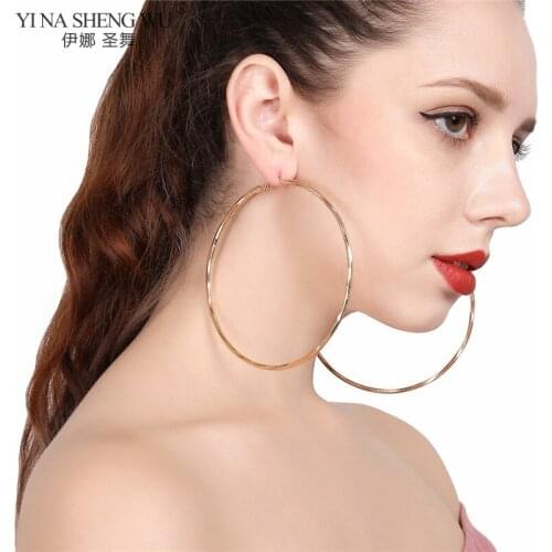 Trendy Large Hoop Earrings Big Smooth Circle Geometry Earrings Punk Earrings for Women Statement Female Jewelry Accessories New