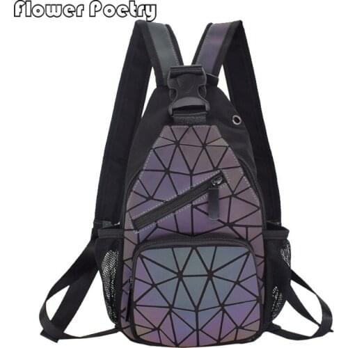 2021 Fashion Women Backpacks Men Geometric Luminous Backpack With Headphone Hole Backpack School Travel Man Shoulder Chest Bags