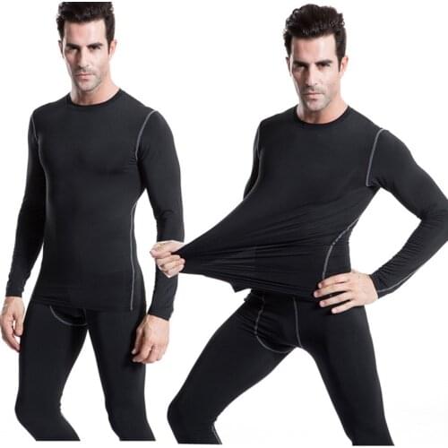 2020 Men Compression Fitness Training Shirt Tight Sports Gym Bodybuilding Long Sleeve T-Shirt Running Tight Gym Black Yoga Shirt