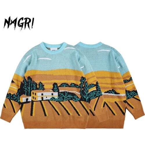NAGRI Men Hip Hop Sweater Cartoon Casual Loose Knitted Pullover Autumn Winter Knitted Mens Sweaters Couple Unisex Design