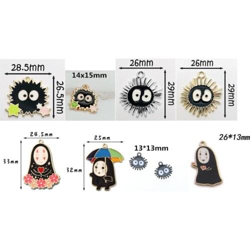 New 50pcs Japanese anime black man sea urchin DIY Necklace Bracelet Key Chain Metal Charm Pendants Jewelry Making