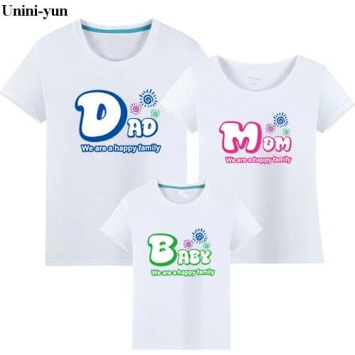 Unini-yun Family Look Clothing family summer short Sleeve t shirt DADDY MOMMY KID BABY Girl Boy Clothes Family Matching Clothes