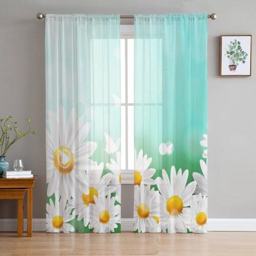 White Flower Butterfly Bubble Sheer Curtains for Living Room Modern Voile Curtain Bedroom Tulle Curtains Window Drapes Decor