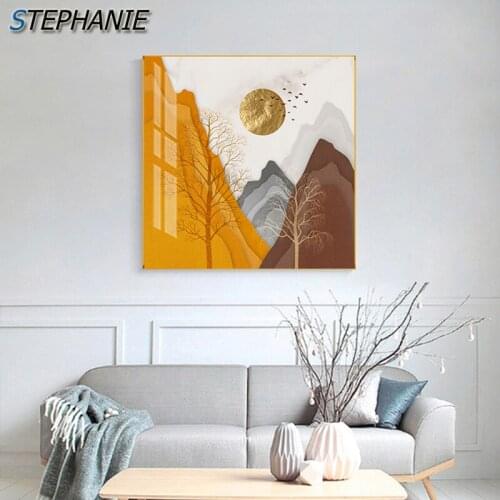 Modern Abstract Landscape Canvas Painting Luxurious Wall Art Pictures for Living Room Fashion Gold Posters and Prints Home Decor