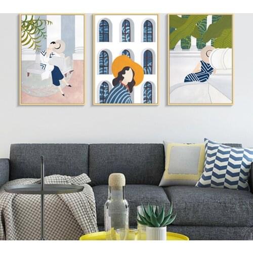 Modern Simple Abstract Fashion Girl Illustration Poster Canvas Painting Nordic Wall Art Print Picture for Living Room Home Decor