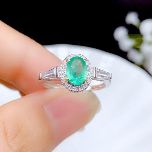 CoLife Jewelry Classic Emerald Wedding Ring 5mm*7mm Natural Emerald Ring 925 Silver Emerald Jewelry Gift for Woman