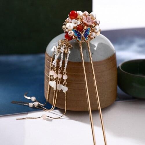 2021 new original handmade hair accessories antique hairpin tassel step shaking hairpin Hanfu headdress MA