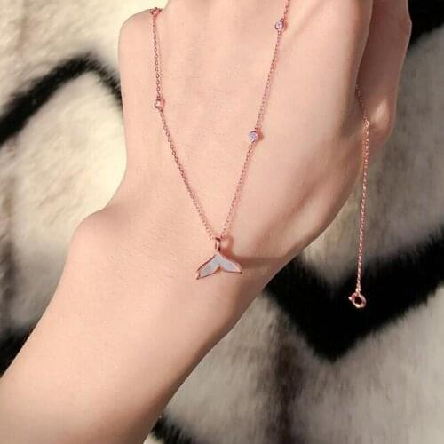 925 Silver Mermaid Princess Tail Pendant Necklaces for Women Temperament Luxury 18K Gold Color Sweater Neckalce Short Chain