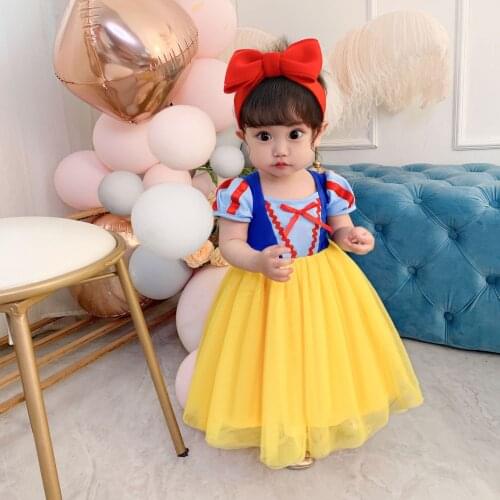 2020 New Snow White Princess Dress Children Dress Performance Costume Girls Skirt Birthday Party Dress Yellow Dress 2-6 Year