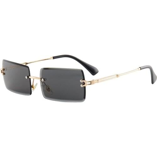 The new 2021 square diamond cutting frameless sunglasses cross-border ms gradient sunglasses fashion glasses