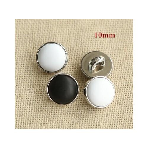 30pcs/lot Size:10mm Cute round shank button for shirt,black / white button for sewing plastic plating button for diy(ss-704)
